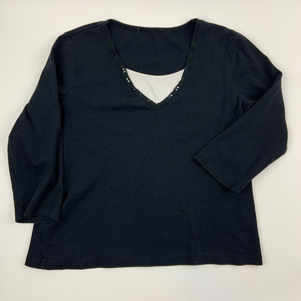 Carolyn Taylor T Shirt Womens Round Neck Quarter Sleeve Black